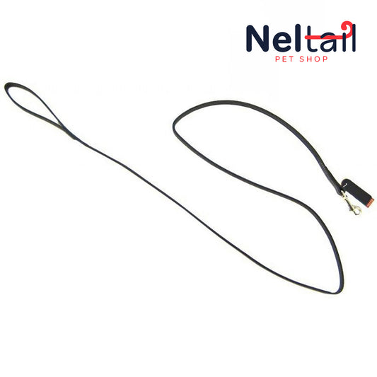 Nel Tail - Leather Lead - 6' Long - Black - 6' Long x 3/8" Wide